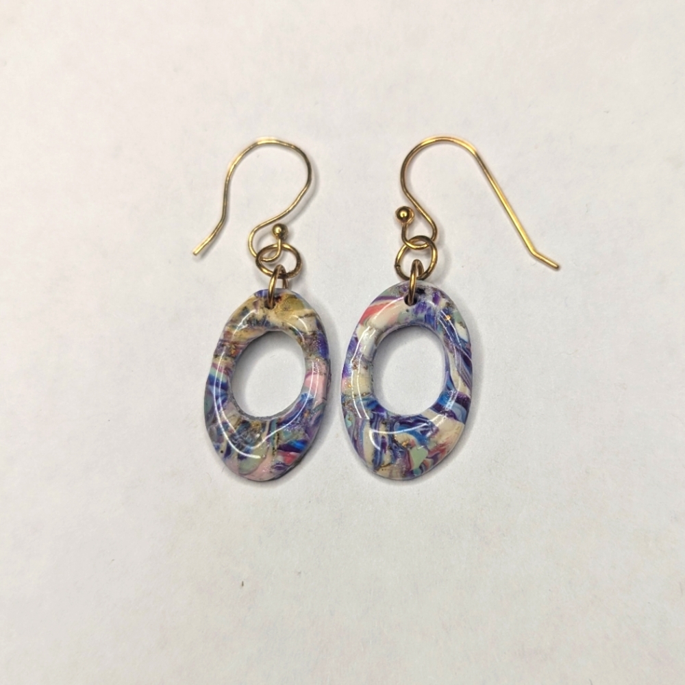 Blue Gold And White Earrings - Picture 7 of 11